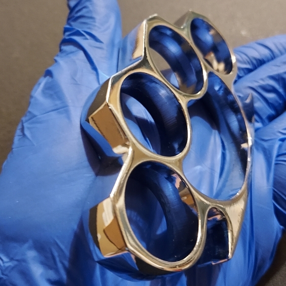 Belt Buckle Knuckles, Solid Steel, Polished Silver Color - Picture 5 of 5